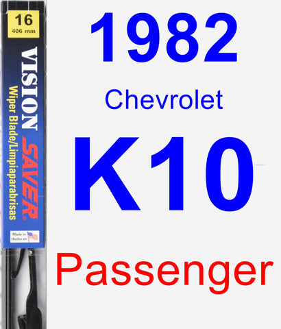 Passenger Wiper Blade for 1982 Chevrolet K10 - Vision Saver