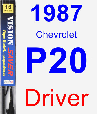 Driver Wiper Blade for 1987 Chevrolet P20 - Vision Saver