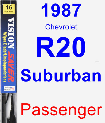 Passenger Wiper Blade for 1987 Chevrolet R20 Suburban - Vision Saver