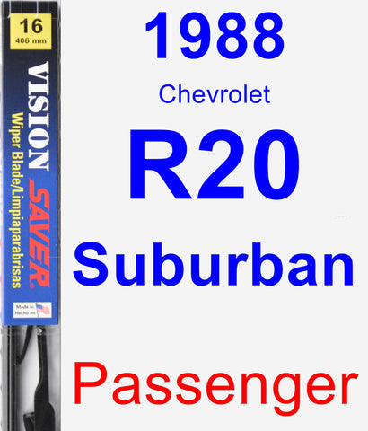 Passenger Wiper Blade for 1988 Chevrolet R20 Suburban - Vision Saver