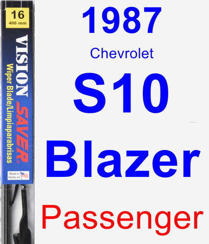 Passenger Wiper Blade for 1987 Chevrolet S10 Blazer - Vision Saver