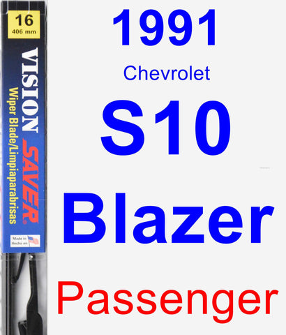 Passenger Wiper Blade for 1991 Chevrolet S10 Blazer - Vision Saver