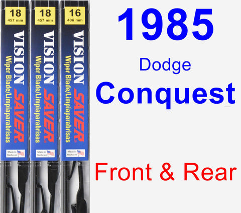 Front & Rear Wiper Blade Pack for 1985 Dodge Conquest - Vision Saver