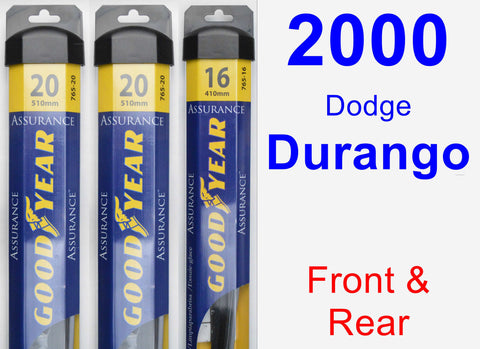 Front & Rear Wiper Blade Pack for 2000 Dodge Durango - Assurance