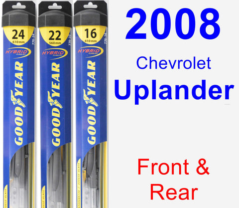 Front & Rear Wiper Blade Pack for 2008 Chevrolet Uplander - Hybrid