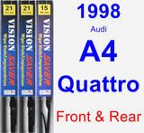Front & Rear Wiper Blade Pack for 1998 Audi A4 Quattro - Vision Saver