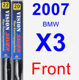 Front Wiper Blade Pack for 2007 BMW X3 - Vision Saver