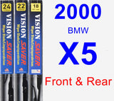 Front & Rear Wiper Blade Pack for 2000 BMW X5 - Vision Saver