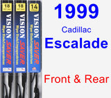 Front & Rear Wiper Blade Pack for 1999 Cadillac Escalade - Vision Saver