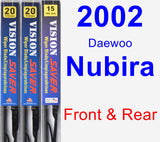 Front & Rear Wiper Blade Pack for 2002 Daewoo Nubira - Vision Saver