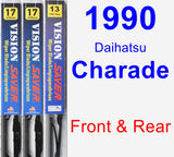 Front & Rear Wiper Blade Pack for 1990 Daihatsu Charade - Vision Saver