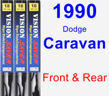 Front & Rear Wiper Blade Pack for 1990 Dodge Caravan - Vision Saver