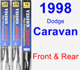 Front & Rear Wiper Blade Pack for 1998 Dodge Caravan - Vision Saver