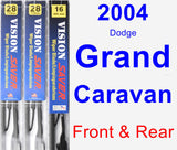 Front & Rear Wiper Blade Pack for 2004 Dodge Grand Caravan - Vision Saver