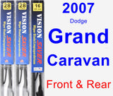 Front & Rear Wiper Blade Pack for 2007 Dodge Grand Caravan - Vision Saver