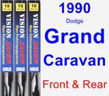 Front & Rear Wiper Blade Pack for 1990 Dodge Grand Caravan - Vision Saver