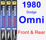 Front & Rear Wiper Blade Pack for 1980 Dodge Omni - Vision Saver