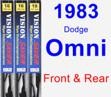 Front & Rear Wiper Blade Pack for 1983 Dodge Omni - Vision Saver