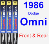 Front & Rear Wiper Blade Pack for 1986 Dodge Omni - Vision Saver