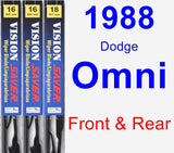 Front & Rear Wiper Blade Pack for 1988 Dodge Omni - Vision Saver