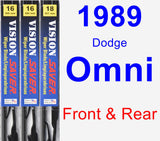 Front & Rear Wiper Blade Pack for 1989 Dodge Omni - Vision Saver