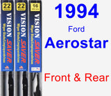 Front & Rear Wiper Blade Pack for 1994 Ford Aerostar - Vision Saver