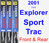 Front & Rear Wiper Blade Pack for 2001 Ford Explorer Sport Trac - Vision Saver