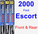 Front & Rear Wiper Blade Pack for 2000 Ford Escort - Vision Saver