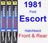 Front & Rear Wiper Blade Pack for 1981 Ford Escort - Vision Saver