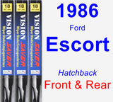 Front & Rear Wiper Blade Pack for 1986 Ford Escort - Vision Saver