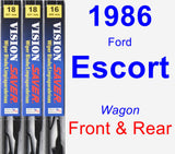 Front & Rear Wiper Blade Pack for 1986 Ford Escort - Vision Saver