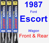 Front & Rear Wiper Blade Pack for 1987 Ford Escort - Vision Saver