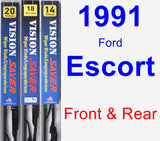 Front & Rear Wiper Blade Pack for 1991 Ford Escort - Vision Saver