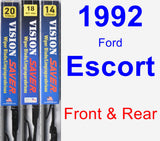 Front & Rear Wiper Blade Pack for 1992 Ford Escort - Vision Saver