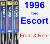 Front & Rear Wiper Blade Pack for 1996 Ford Escort - Vision Saver