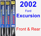 Front & Rear Wiper Blade Pack for 2002 Ford Excursion - Vision Saver