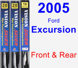 Front & Rear Wiper Blade Pack for 2005 Ford Excursion - Vision Saver