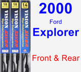 Front & Rear Wiper Blade Pack for 2000 Ford Explorer - Vision Saver