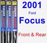 Front & Rear Wiper Blade Pack for 2001 Ford Focus - Vision Saver