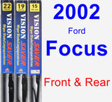 Front & Rear Wiper Blade Pack for 2002 Ford Focus - Vision Saver