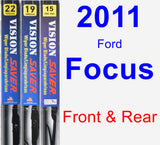 Front & Rear Wiper Blade Pack for 2011 Ford Focus - Vision Saver