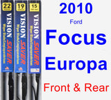 Front & Rear Wiper Blade Pack for 2010 Ford Focus Europa - Vision Saver