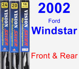 Front & Rear Wiper Blade Pack for 2002 Ford Windstar - Vision Saver