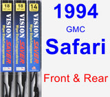 Front & Rear Wiper Blade Pack for 1994 GMC Safari - Vision Saver