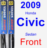 Front Wiper Blade Pack for 2009 Honda Civic - Vision Saver