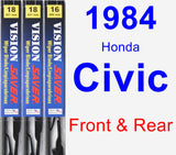 Front & Rear Wiper Blade Pack for 1984 Honda Civic - Vision Saver