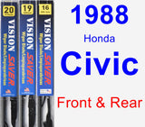 Front & Rear Wiper Blade Pack for 1988 Honda Civic - Vision Saver