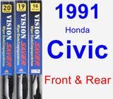 Front & Rear Wiper Blade Pack for 1991 Honda Civic - Vision Saver