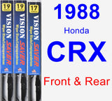 Front & Rear Wiper Blade Pack for 1988 Honda CRX - Vision Saver