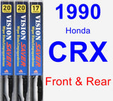 Front & Rear Wiper Blade Pack for 1990 Honda CRX - Vision Saver